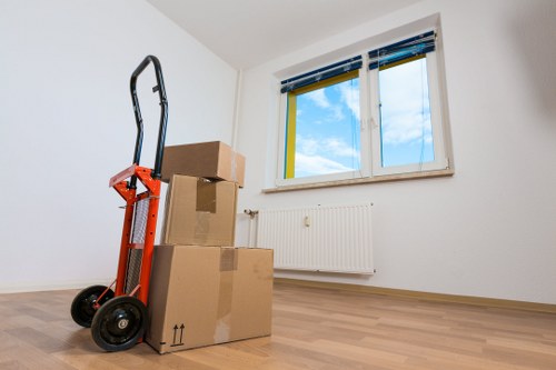 Packed moving boxes prepared for removal companies in Lewisham